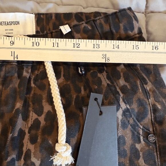 NEW! One Teaspoon Bronze Leopard Shabbies Drawstring Elastic Waist Size XS - Picture 10 of 13